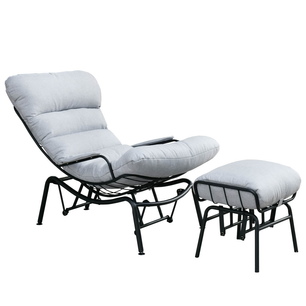 Ovios Patio Rocking Chair with Ottoman, Olefin Fabric