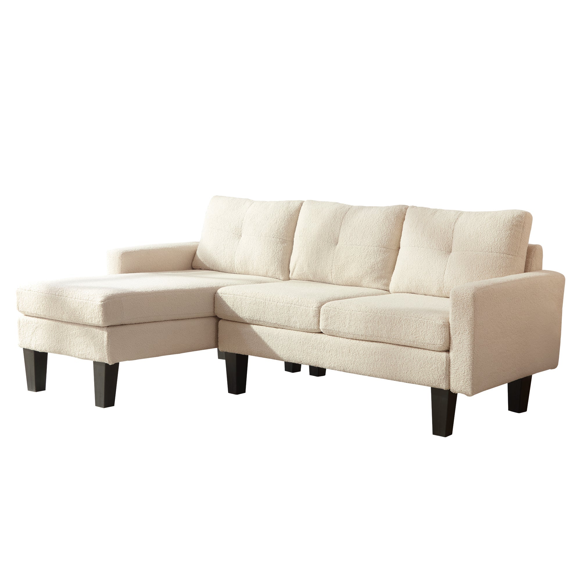 OVIOS 80" Small L Shape Sofa, Teddy Velvet Fabric