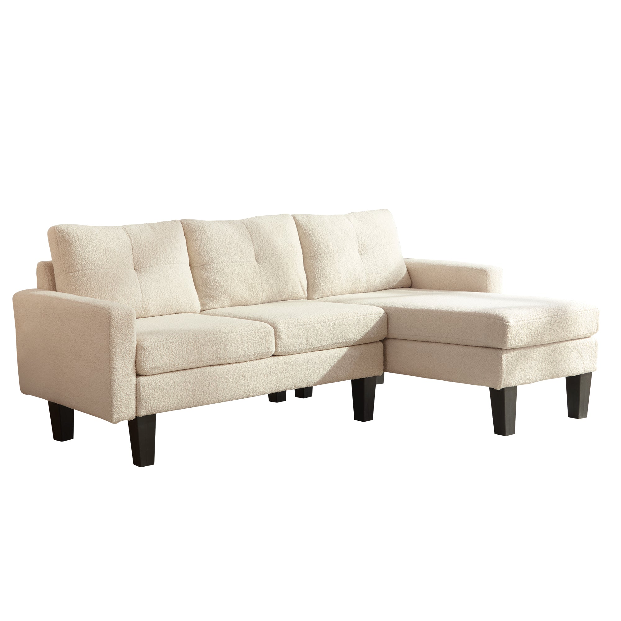 OVIOS 80" Small L Shape Sofa, Teddy Velvet Fabric