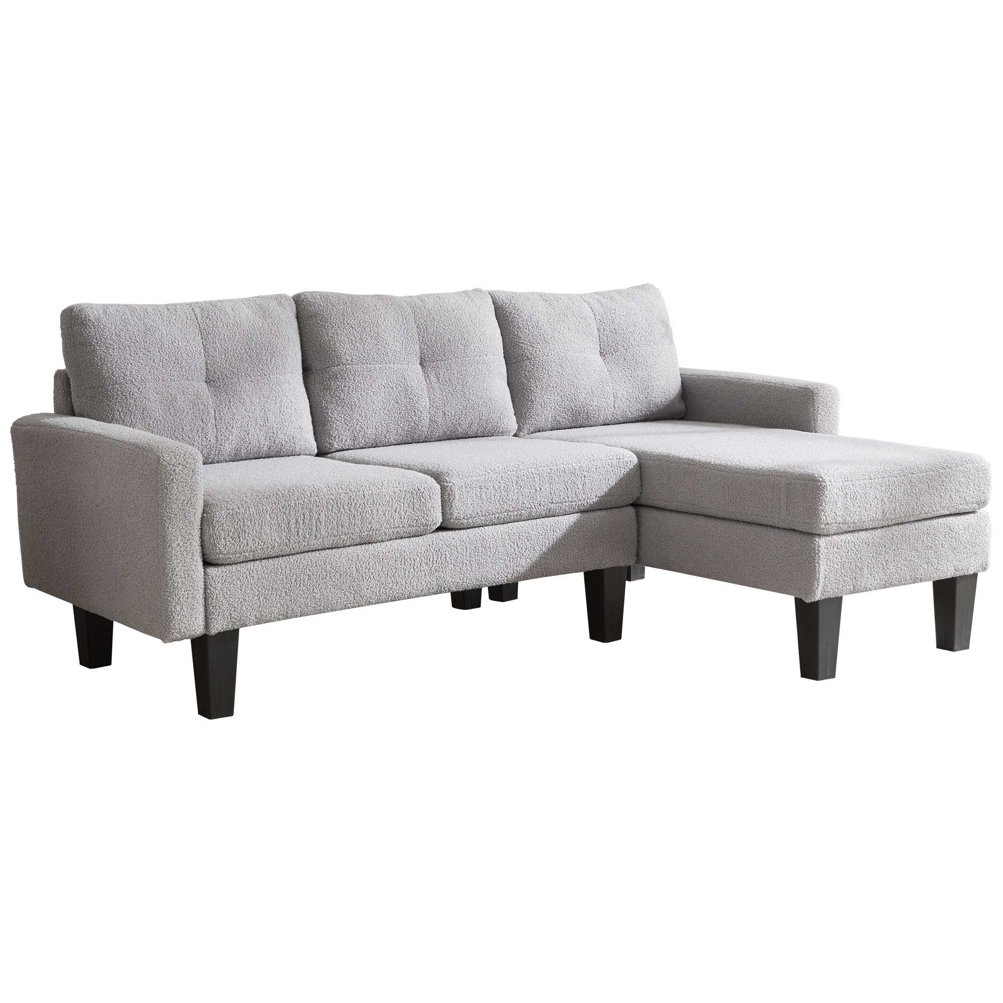 OVIOS 80" Small L Shape Sofa, Teddy Velvet Fabric