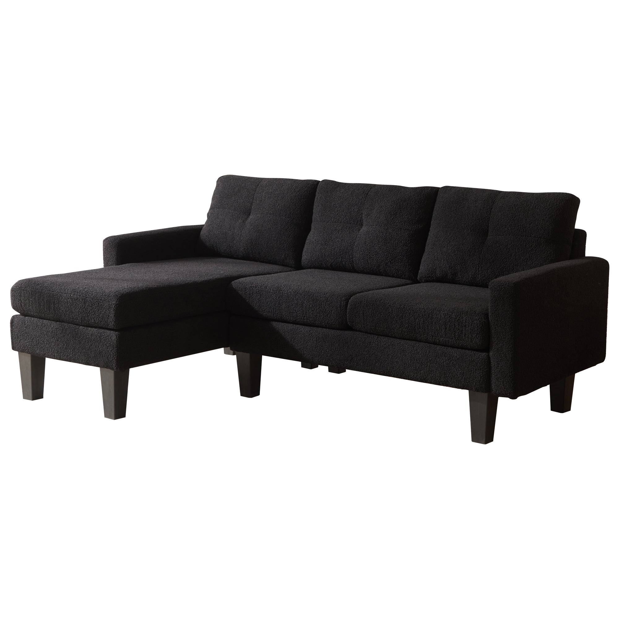OVIOS 80" Small L Shape Sofa, Teddy Velvet Fabric