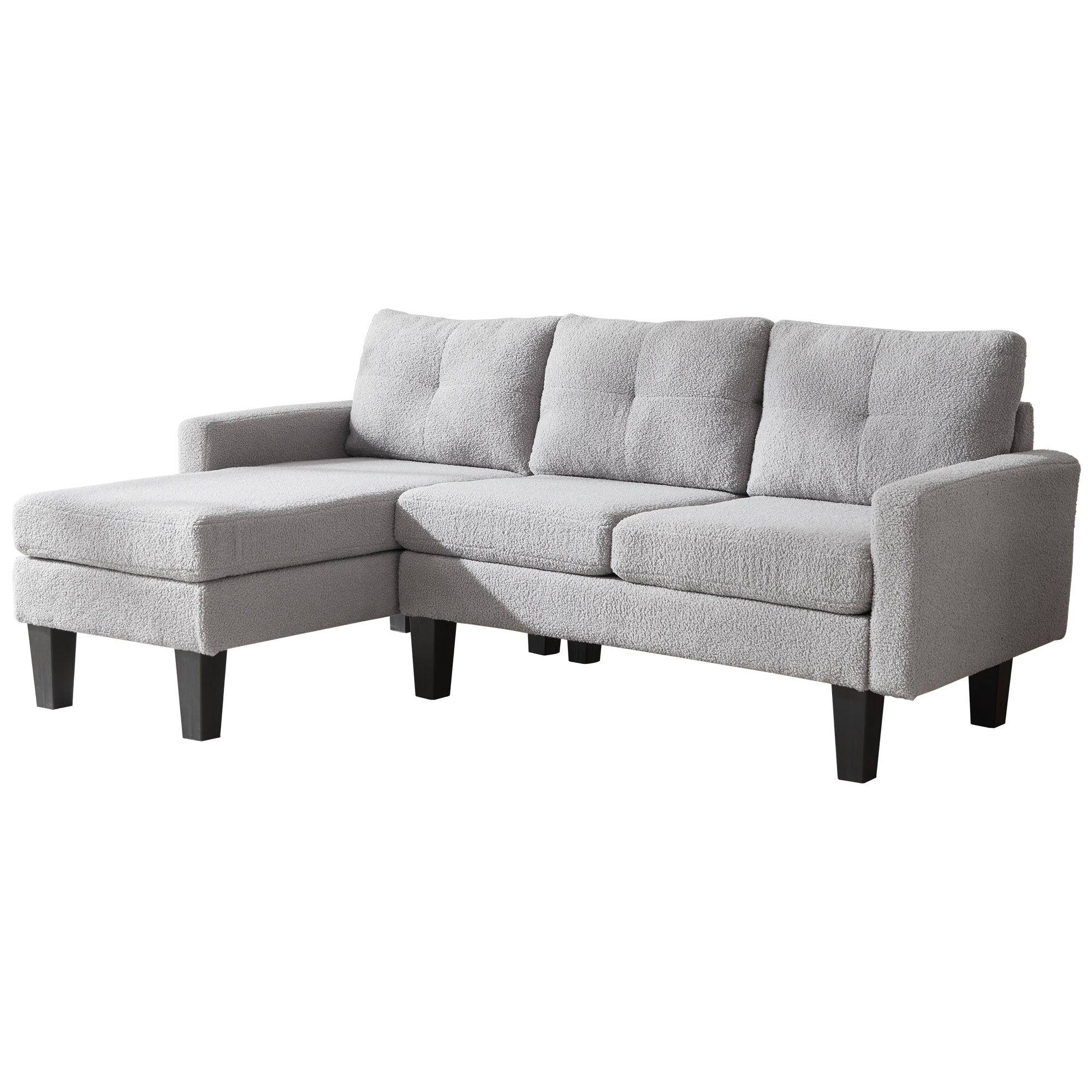 OVIOS 80" Small L Shape Sofa, Teddy Velvet Fabric
