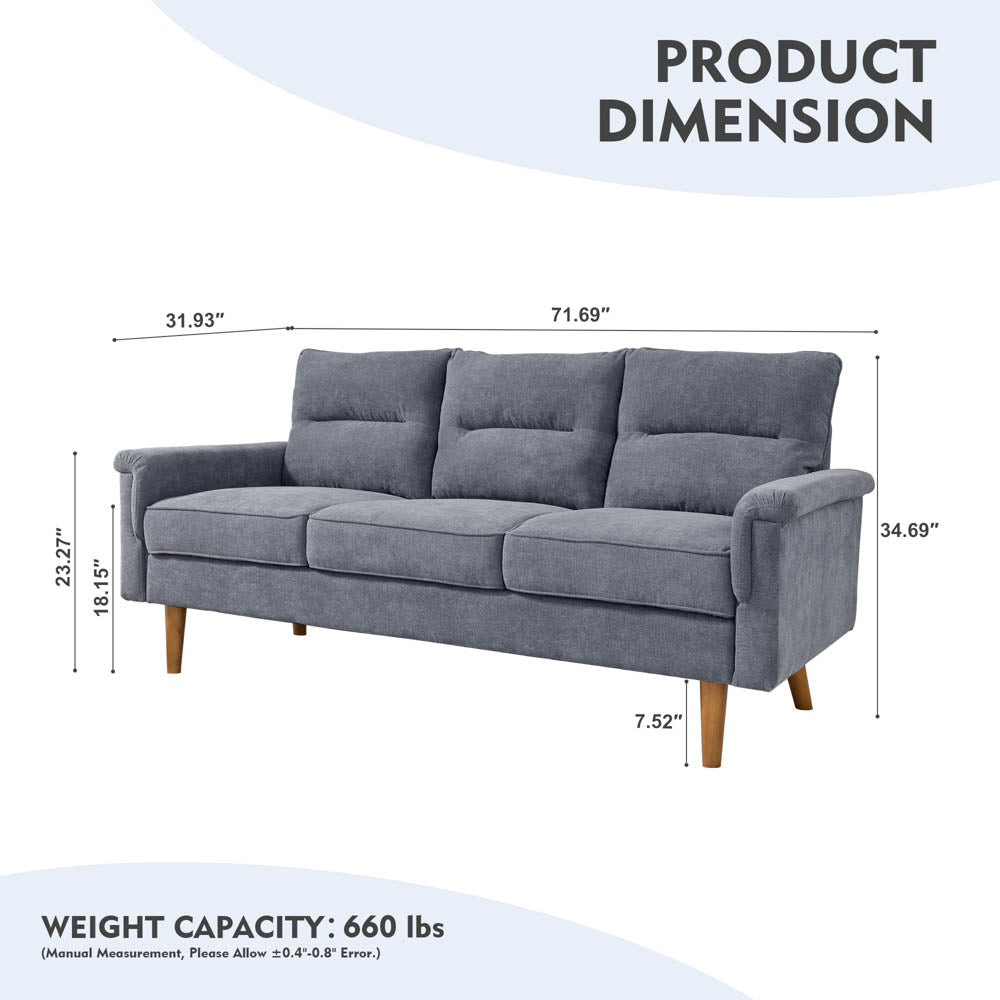 Ovios Living Room 71.65'' Wide 3-Seats Sofa Multiple Colour