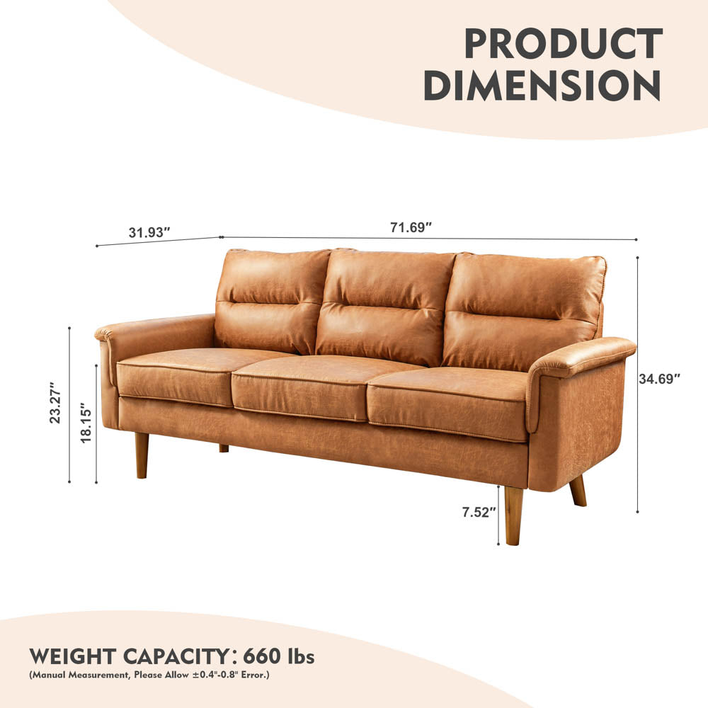 Ovios Living Room 71.65'' Wide 3-Seats Sofa Multiple Colour