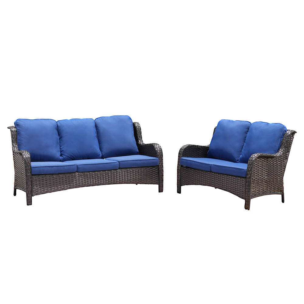 Ovios Patio Kenard 2-Piece Conversation Set with Loveseat and Three-seat Couch