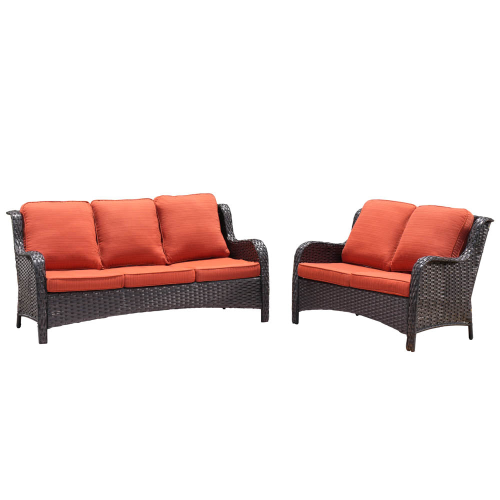 Ovios Patio Kenard 2-Piece Conversation Set with Loveseat and Three-seat Couch