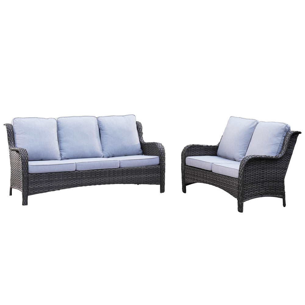 Ovios Patio Kenard 2-Piece Conversation Set with Loveseat and Three-seat Couch