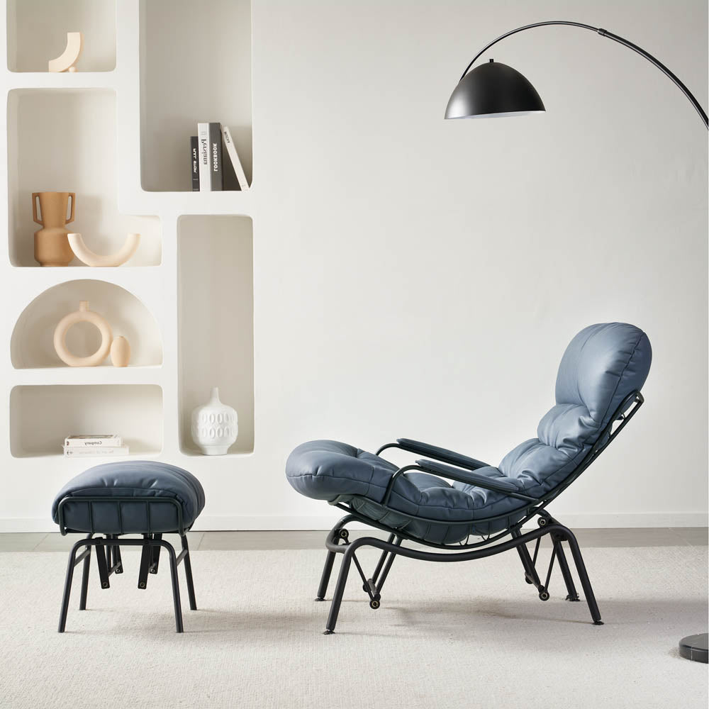 Ovios Rocking Chair  with Ottoman, Metal Frame filled with Latex and Cotton