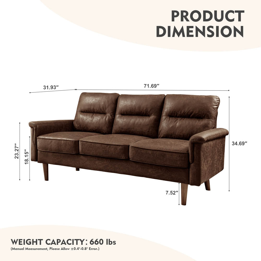 Ovios Living Room 71.65'' Wide 3-Seats Sofa Multiple Colour