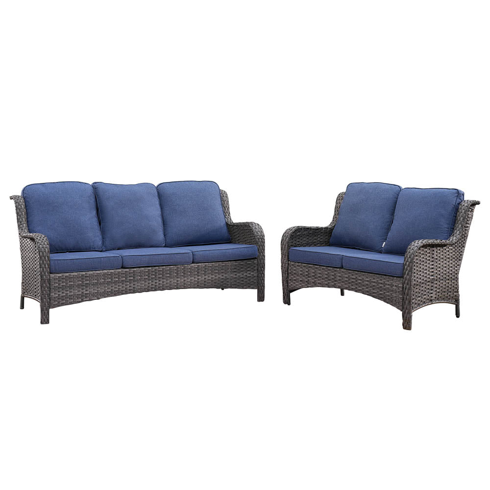 Ovios Patio Kenard 2-Piece Conversation Set with Loveseat and Three-seat Couch