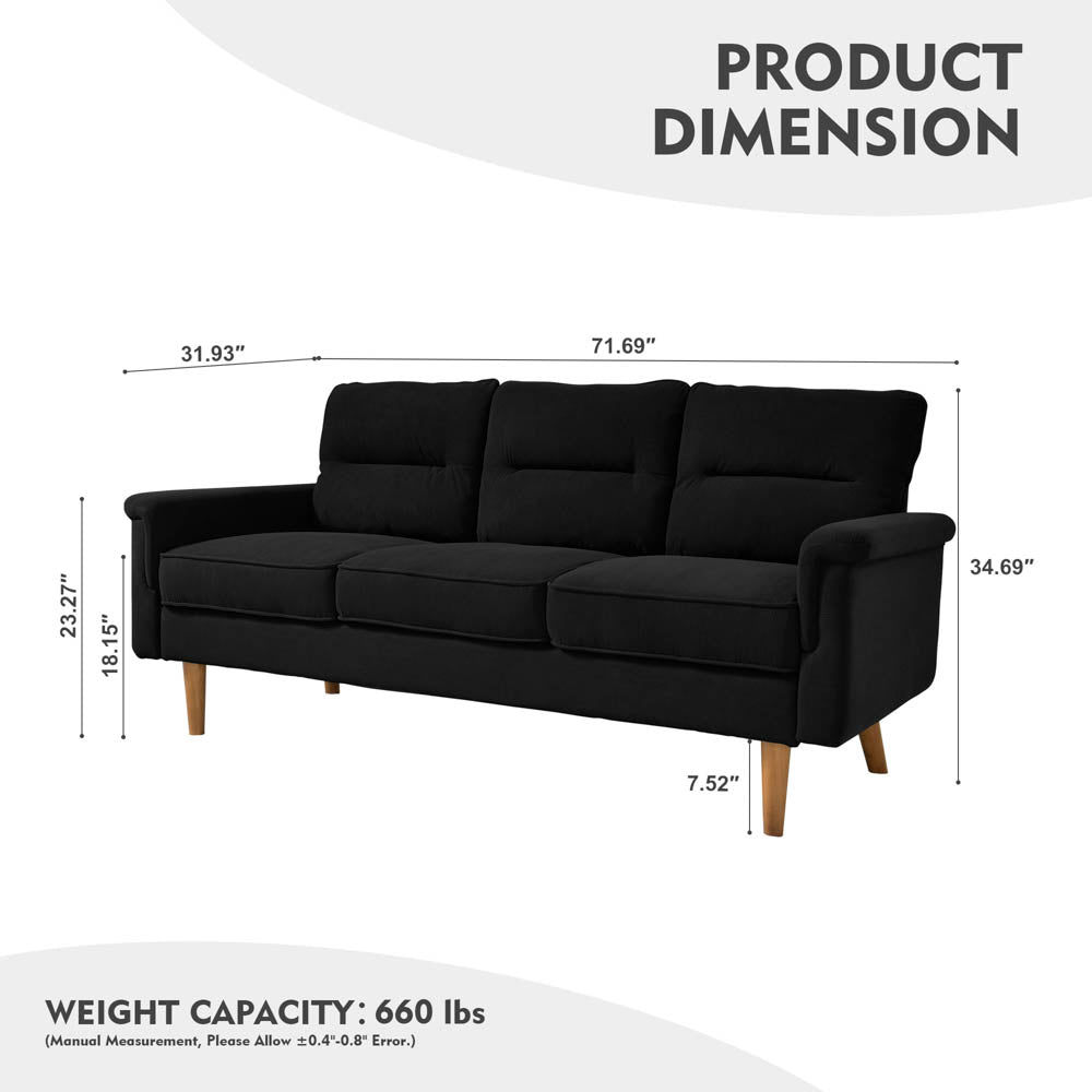 Ovios Living Room 71.65'' Wide 3-Seats Sofa Multiple Colour