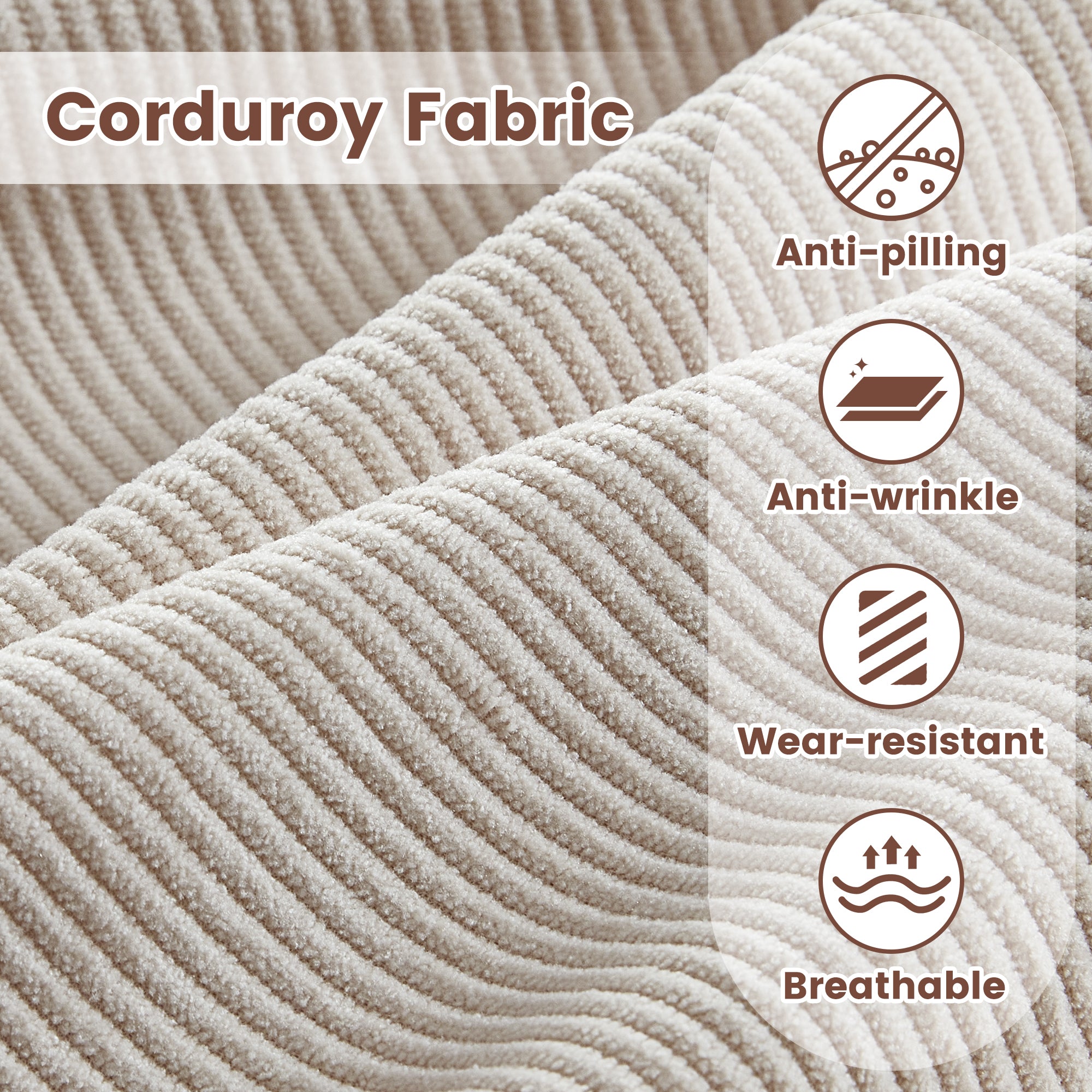 OVIOS 80" Small L Shape Sofa, Corduroy Fabric
