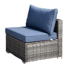 Ovios Patio Furniture 8-Piece Outdoor Sectional Sofa Set with Wicker Rocking Swivel Chairs and 30'' Fire Pit