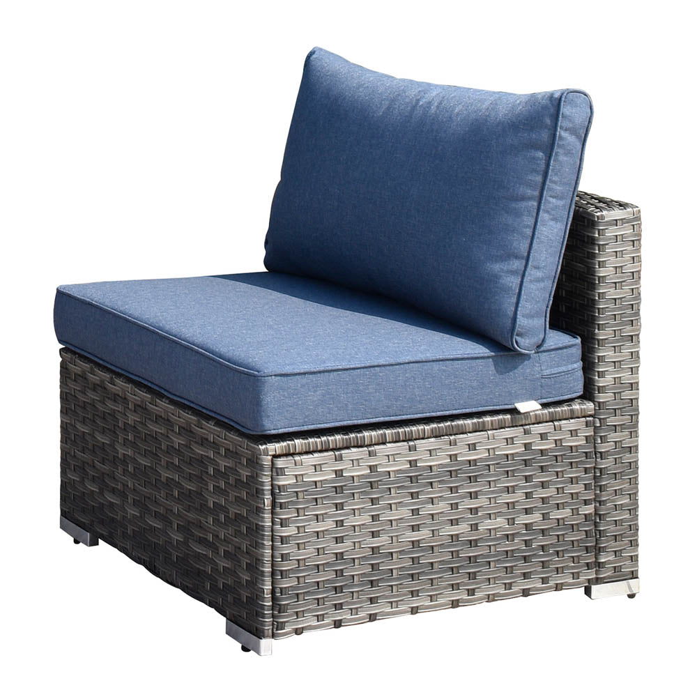 Ovios Patio Furniture 10-Piece Outdoor Sectional Sofa Set with Wicker Rocking Swivel Chairs and Tempered Glass Table