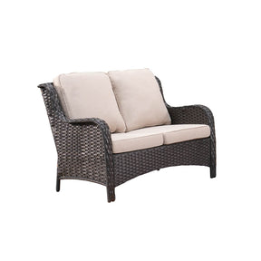 Ovios Patio Kenard 5-Piece Conversation Set with Loveseat and Tempered Glass Table