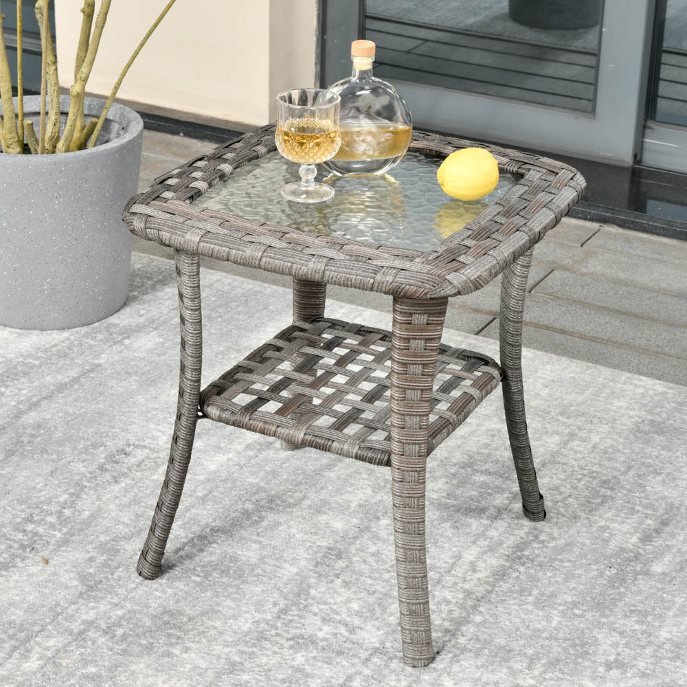 Ovios Balcony Side Table with Tempered Glass Top for BBR/BRS Series