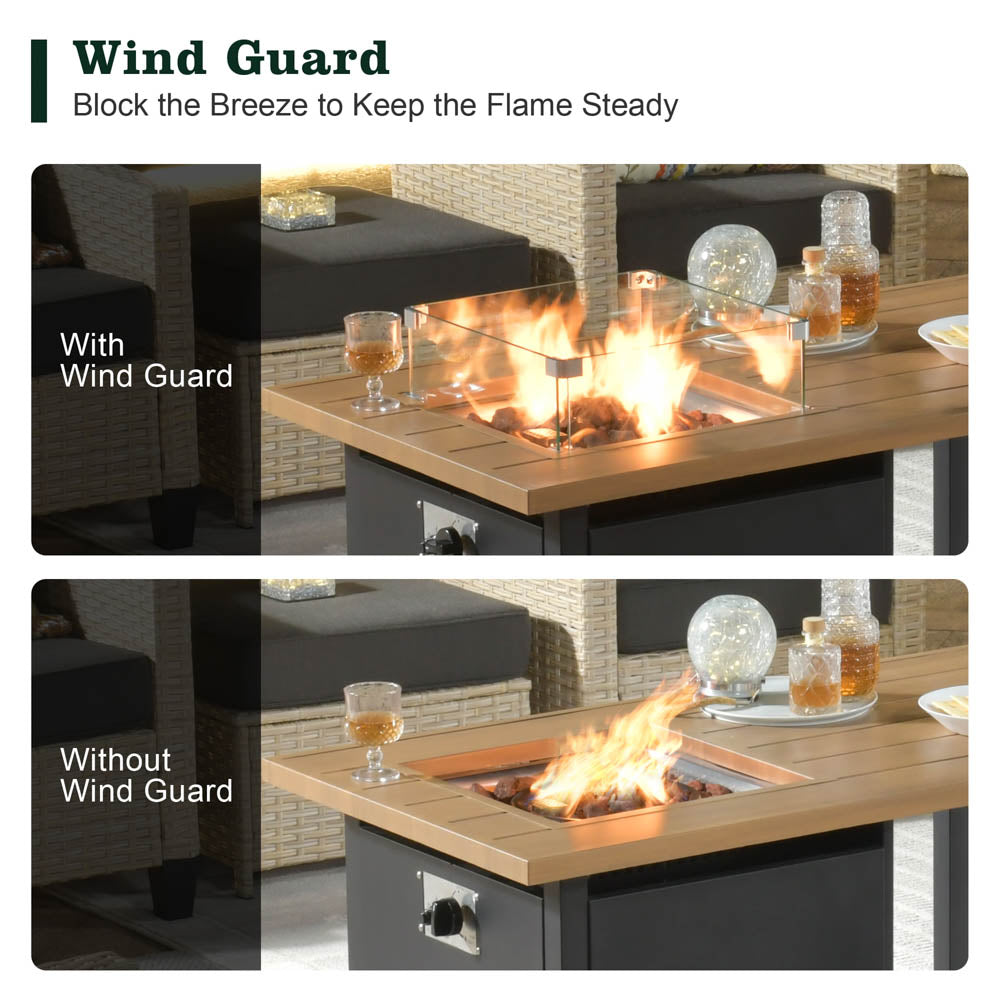 Ovios Glass Wind Guard for Fire Pit Table