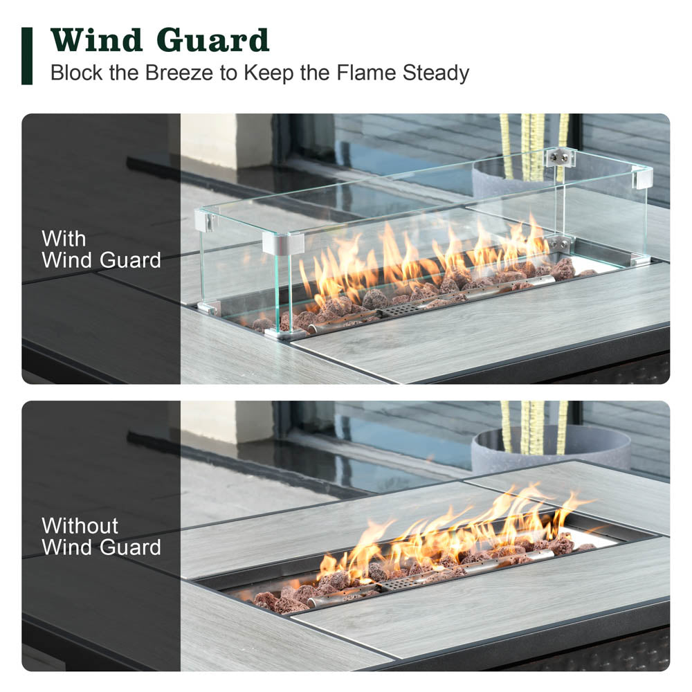 Ovios Glass Wind Guard for Fire Pit Table