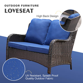 Ovios Patio Kenard 6-Piece Conversation Set with 30'' Propane Fire Pit Table and Rocking Chairs