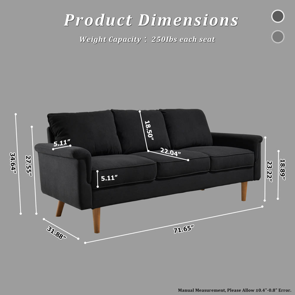 Ovios Living Room 71.65'' Wide 3-Seats Sofa Multiple Colour