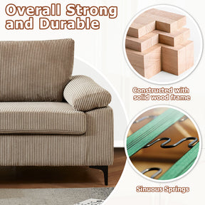 Ovios 100.02" Living Room Sofa Reversible Chaise Corduroy Fabric with Ottoman