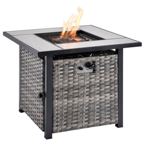 Ovios Patio Vultros Furniture Set 7-Person Seating with 30'' Propane Fire Pit Table