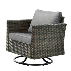 Ovios Patio Vultros 7-Piece Set With Swivel Chair and Rectangle 42'' Propane Fire Pit Table