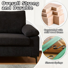 Ovios 100.02" Living Room Sofa Reversible Chaise Corduroy Fabric with Ottoman