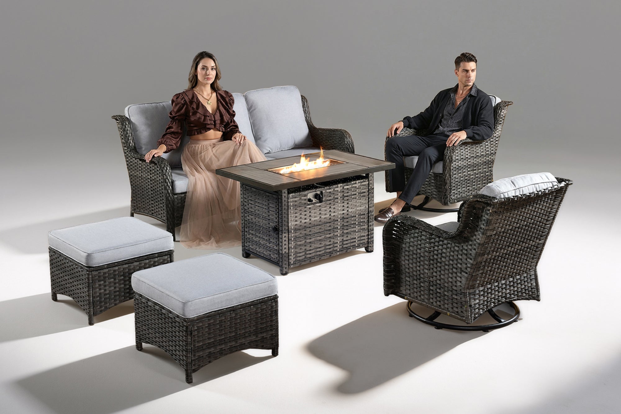 Outdoor Furniture with Fire PitSets