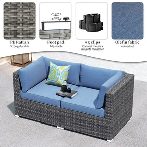 Ovios Patio Furniture Set 2-Piece Corner Sofa with Cushions and 4.13'' Wide Armrest