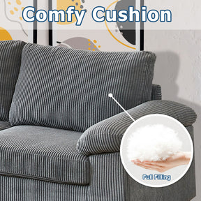 Ovios 100.02" Living Room Sofa Reversible Chaise Corduroy Fabric with Ottoman