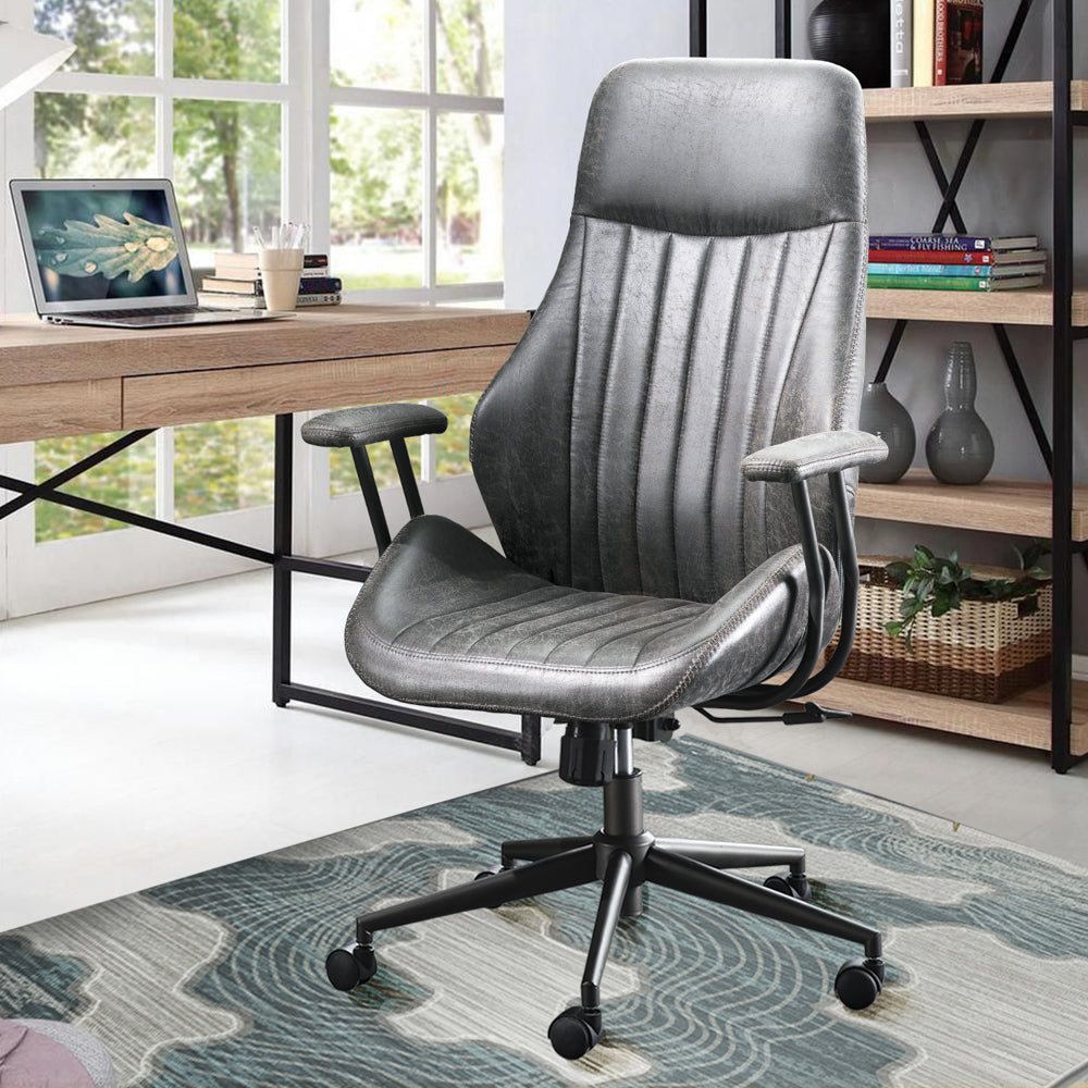 Allwex OL Dark Gray Suede Fabric Ergonomic Swivel Office Chair