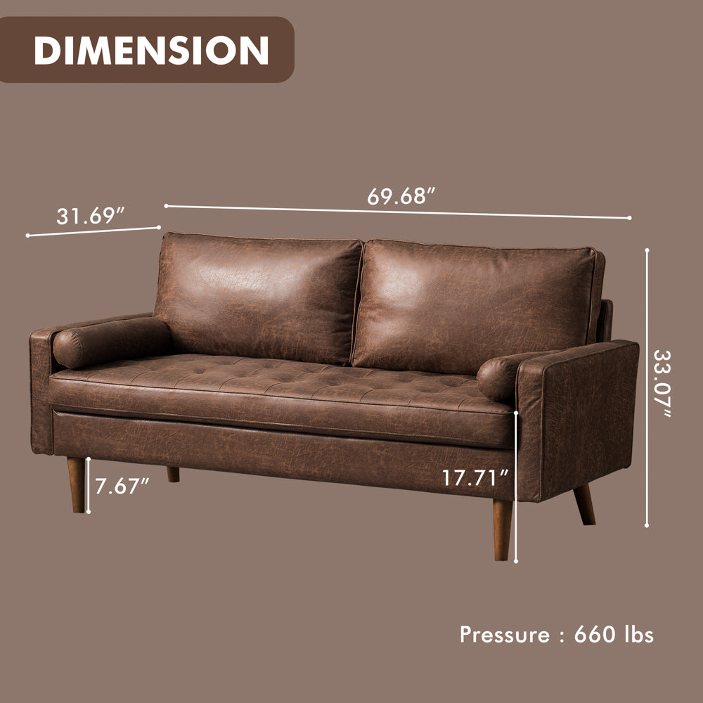 Ovios 69.68'' Living Room Sofa with Square Arm and Button-Tufted