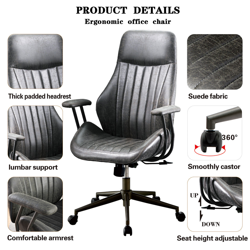 Ovios Office Chair Ergonomic High Back Suede Fabric for Executive or Home Office