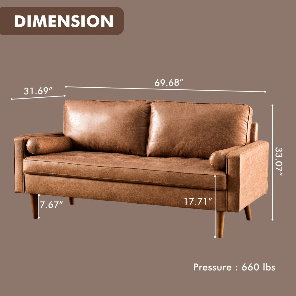 Ovios 69.68'' Living Room Sofa with Square Arm and Button-Tufted