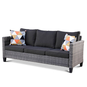 Ovios Patio Vultros 7-Piece Set With Swivel Chair and Rectangle 42'' Propane Fire Pit Table