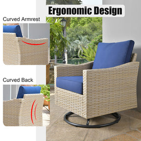Ovios Athena Series Outdoor Patio Furniture Set 3-Piece, Swivel Chairs and Side Table
