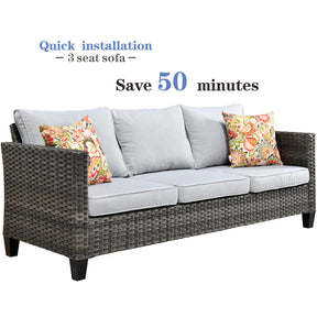 Ovios Patio Vultros Furniture Set 7-Person Seating with 30'' Propane Fire Pit Table
