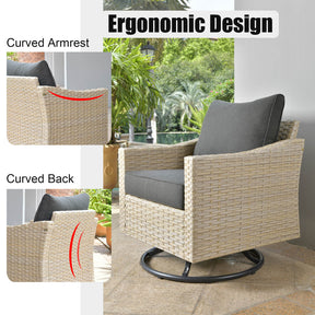 Ovios Athena Series Outdoor Patio Furniture Set 3-Piece, Swivel Chairs and Side Table
