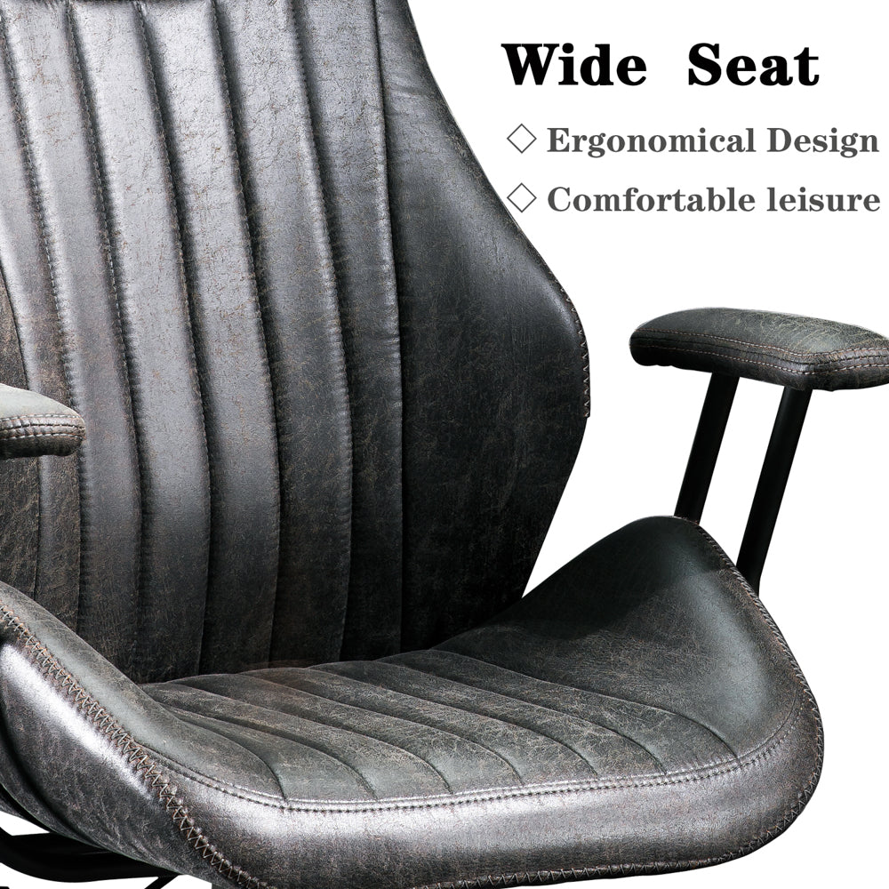Ovios Krellack Light Brown Contemporary Ergonomic Adjustable Height Swivel  Faux Leather Desk Chair