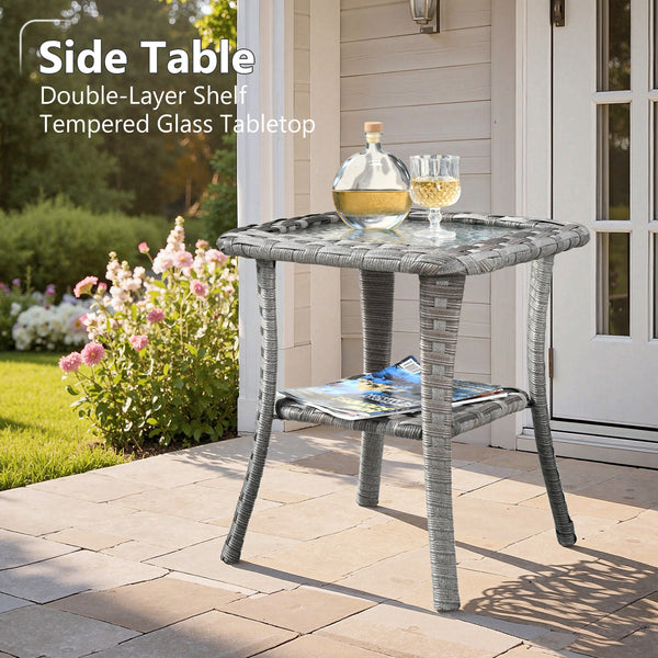 2-Tier Wicker Side Table