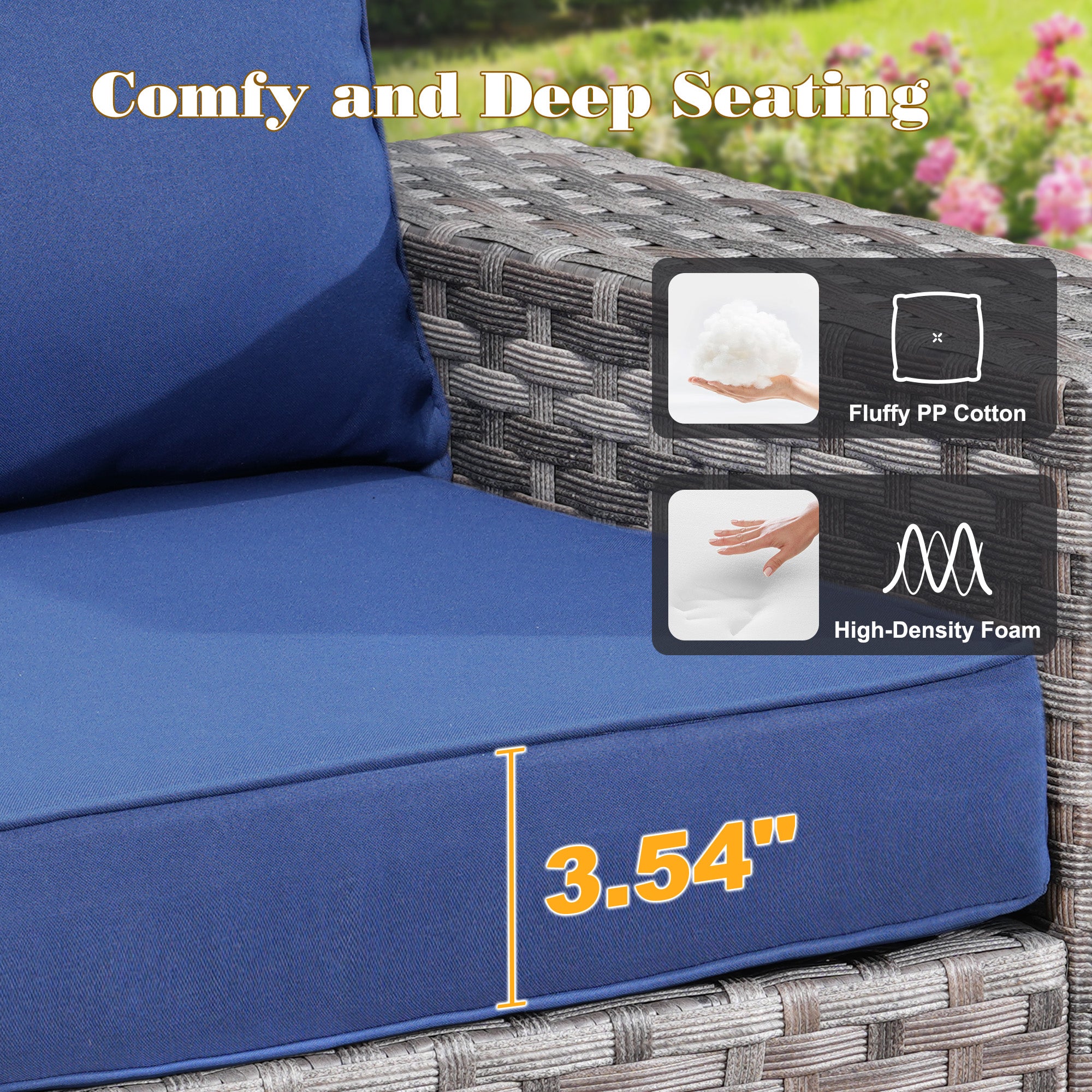 OVIOS Outdoor Conversation Set with 7.68" Extra-Wide Armrests and Rocking Chairs