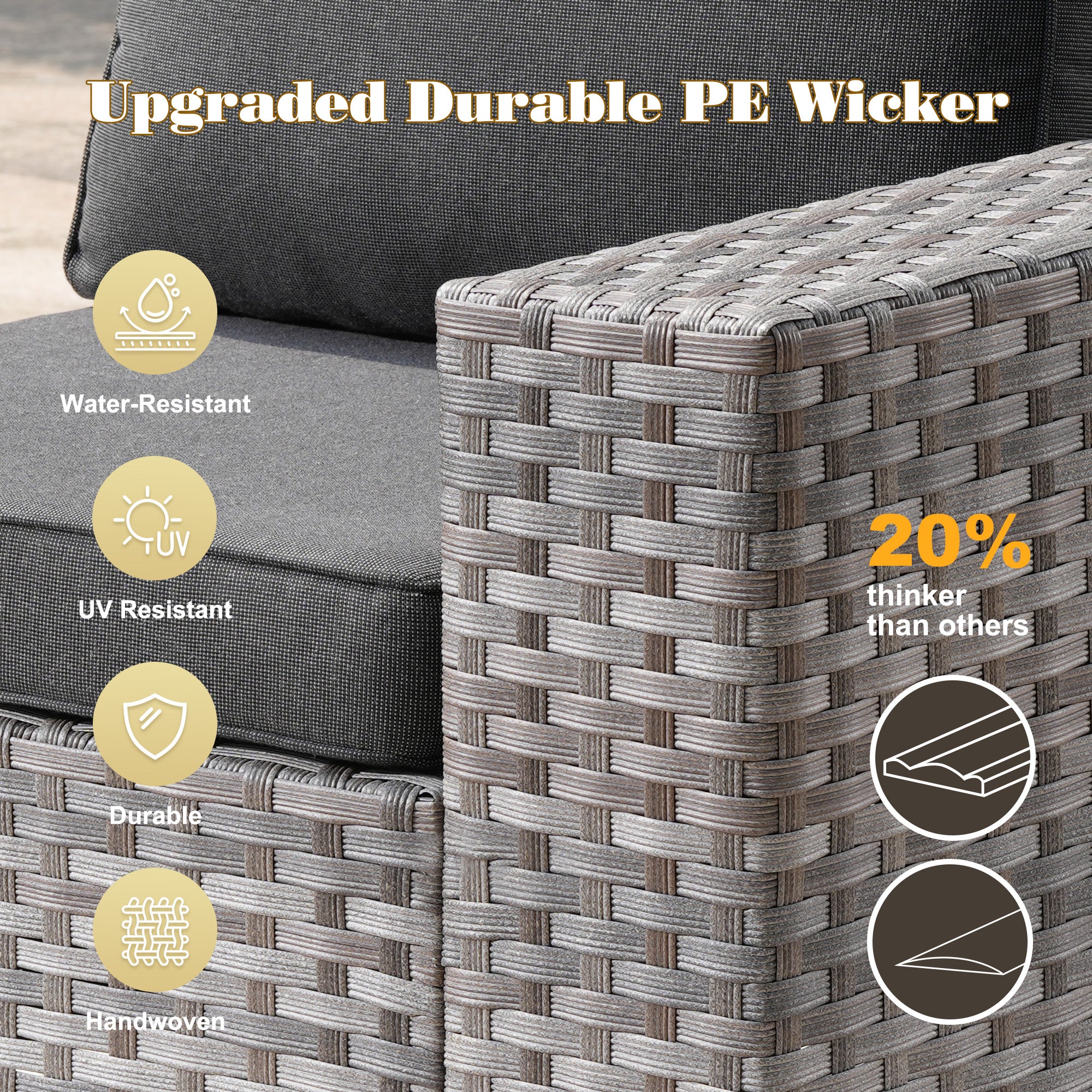 OVIOS Outdoor Conversation Set with 7.68" Extra-Wide Armrests and Rocking Chairs