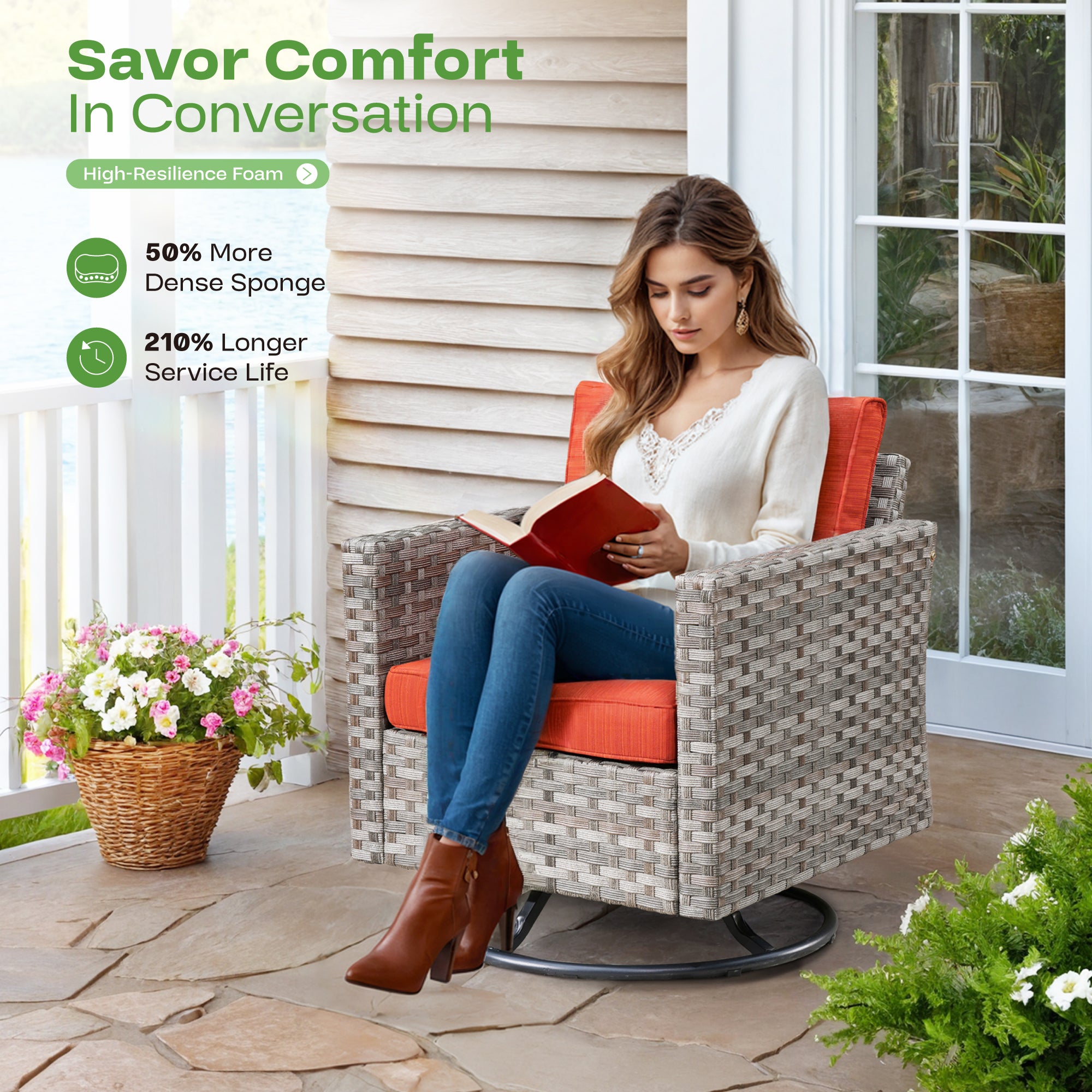Ovios 9-Piece Outdoor Furniture Set with 7.68'' Wide Armrests