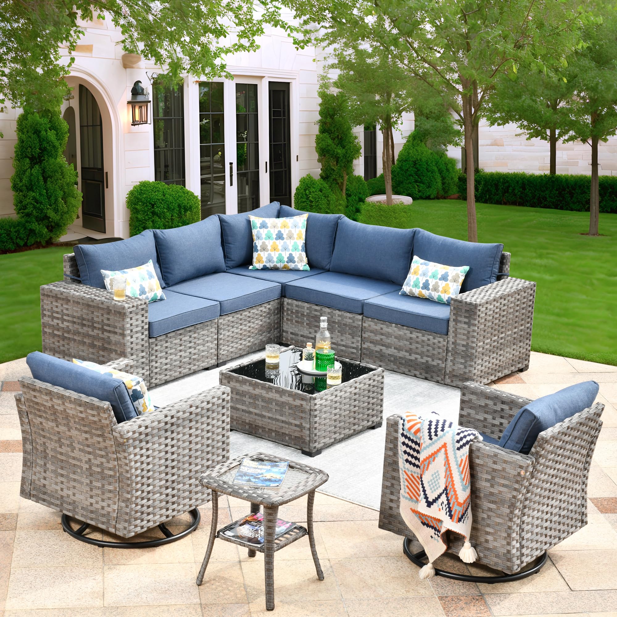 Over 9-Piece Large Outdoor Dining & Lounge Sets | Entertainment Ready