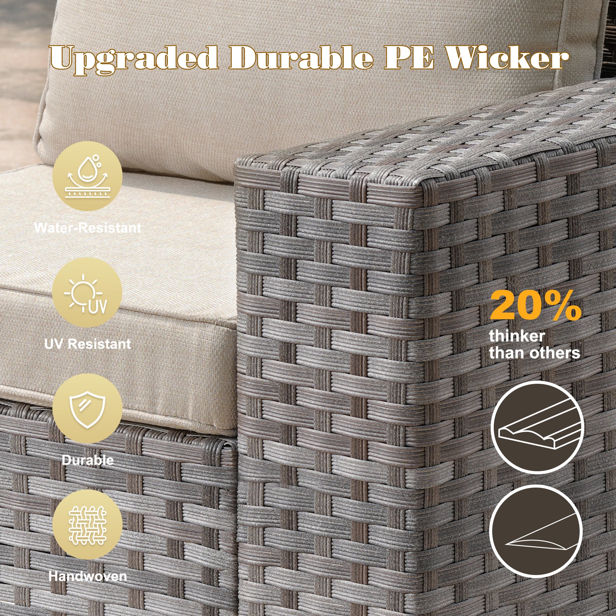 OVIOS Outdoor Conversation Set with 7.68" Extra-Wide Armrests and Rocking Chairs