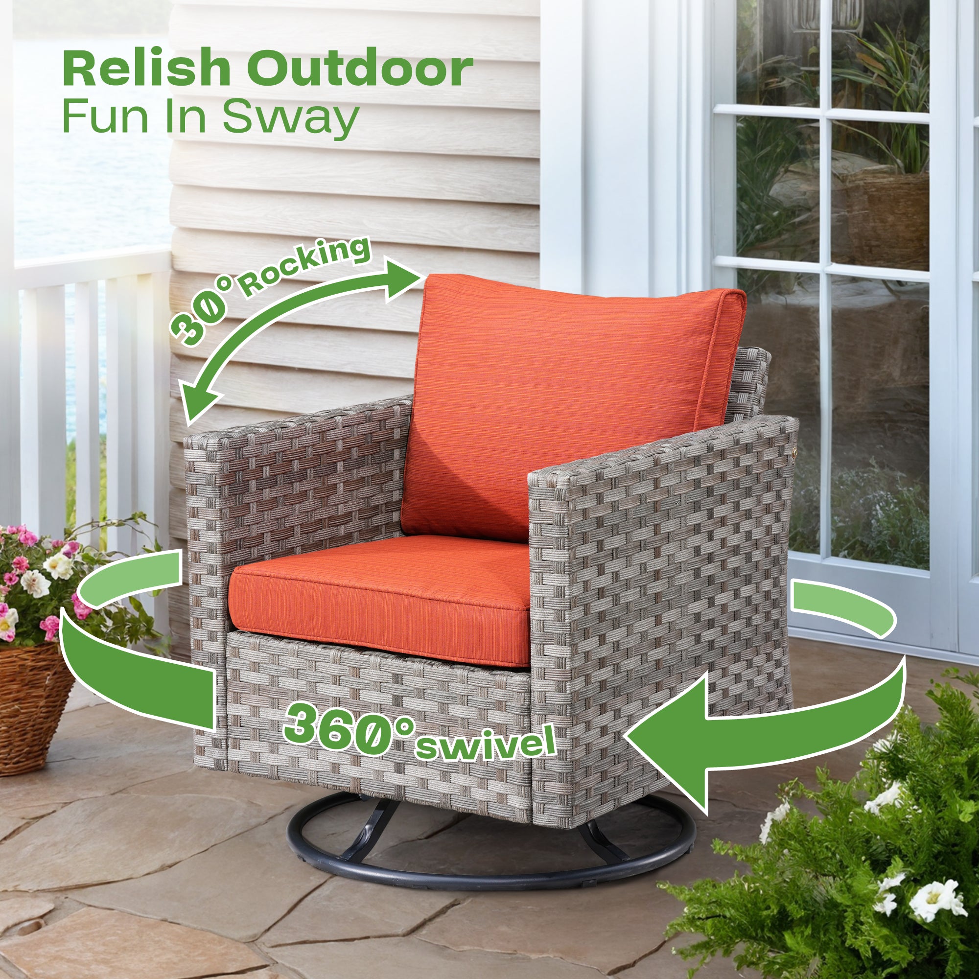 Ovios 9-Piece Outdoor Furniture Set with 7.68'' Wide Armrests