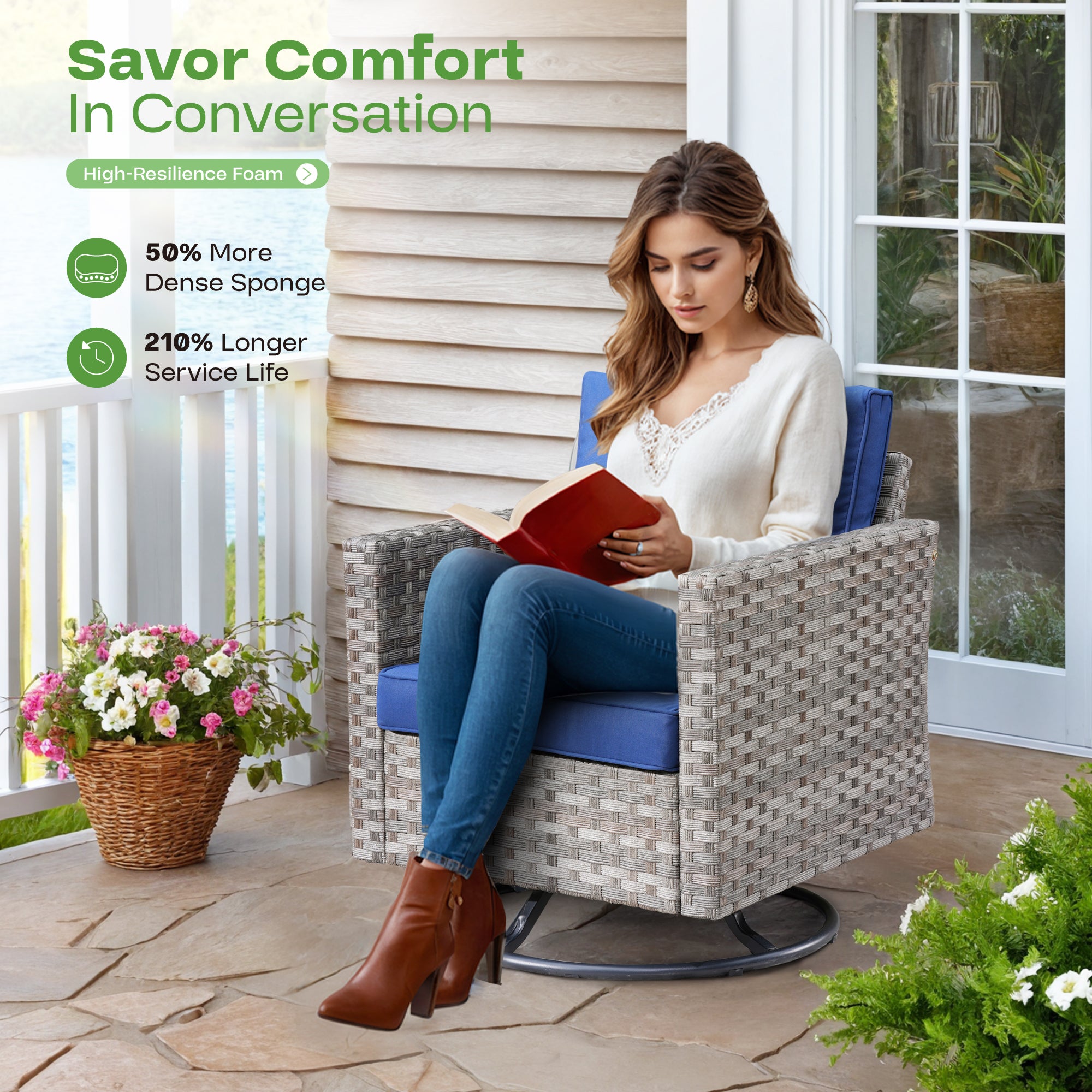 Ovios 9-Piece Outdoor Furniture Set with 7.68'' Wide Armrests