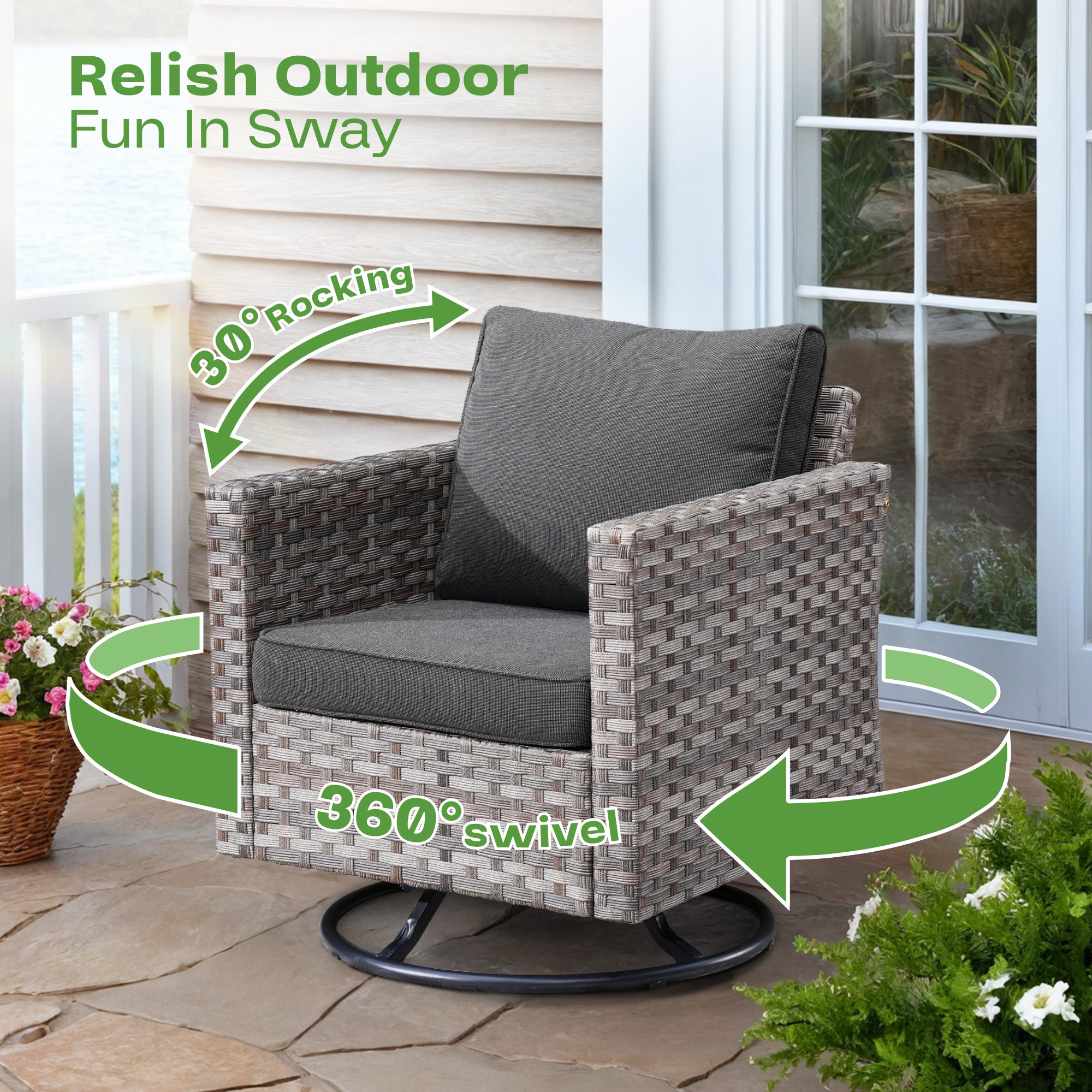 Ovios 9-Piece Outdoor Furniture Set with 7.68'' Wide Armrests
