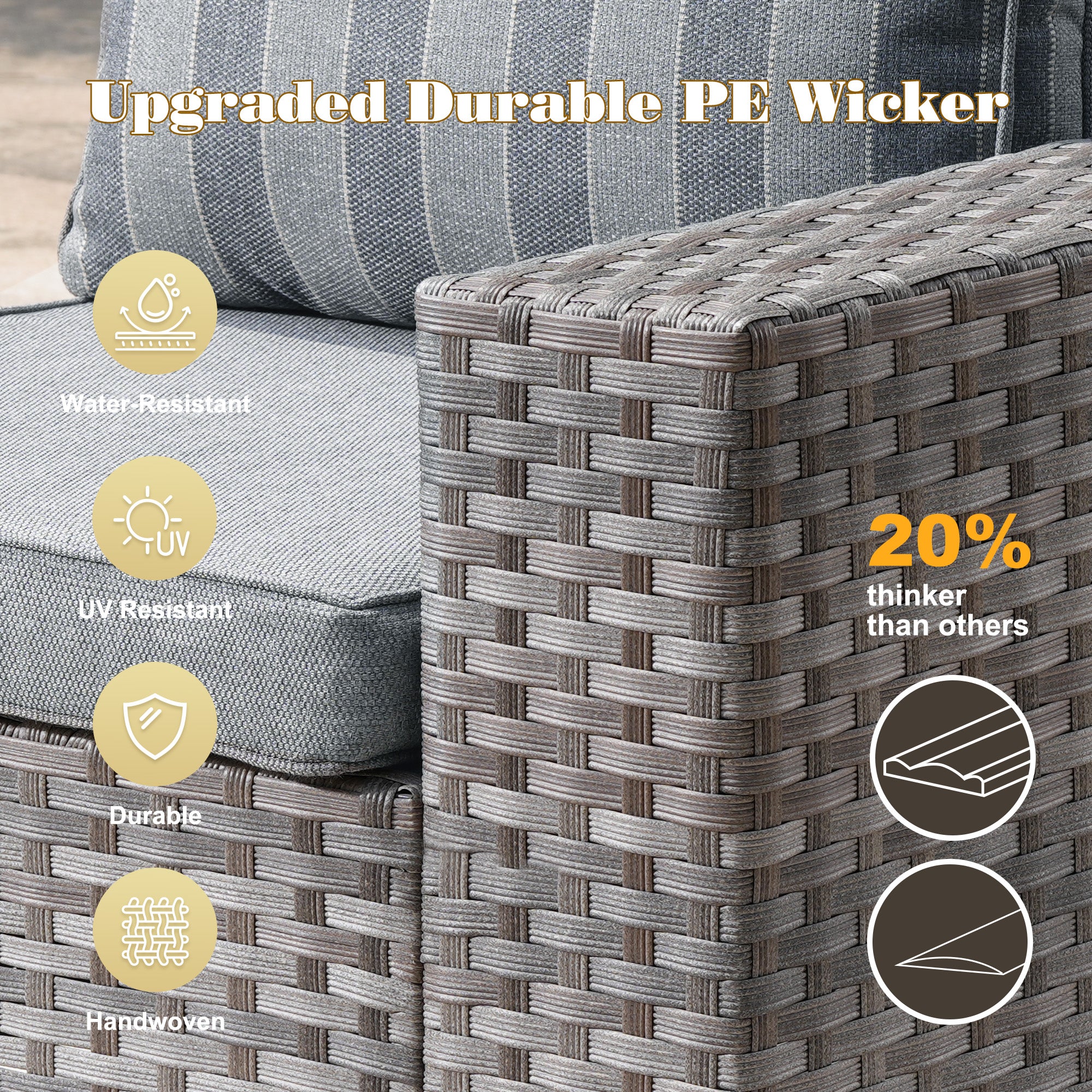 OVIOS Outdoor Conversation Set with 7.68" Extra-Wide Armrests and Rocking Chairs